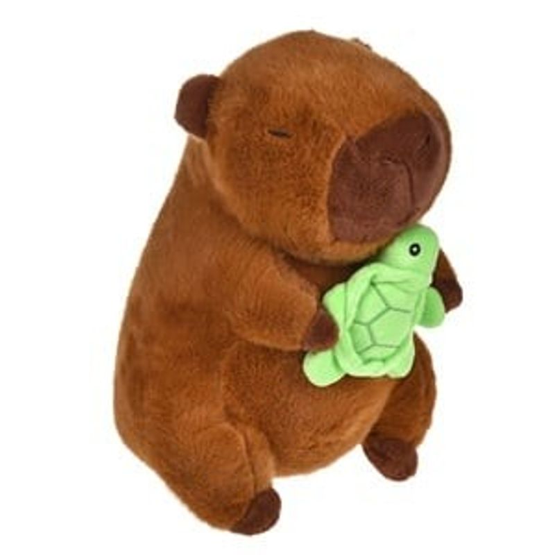 Jucarii, Copii si Bebe - Jucarii si jocuri - Jucarii de plus - Jucarie de Plus Capybara cu Broasca Testoasa, 27x17x30cm, Maro - Infinity.ro