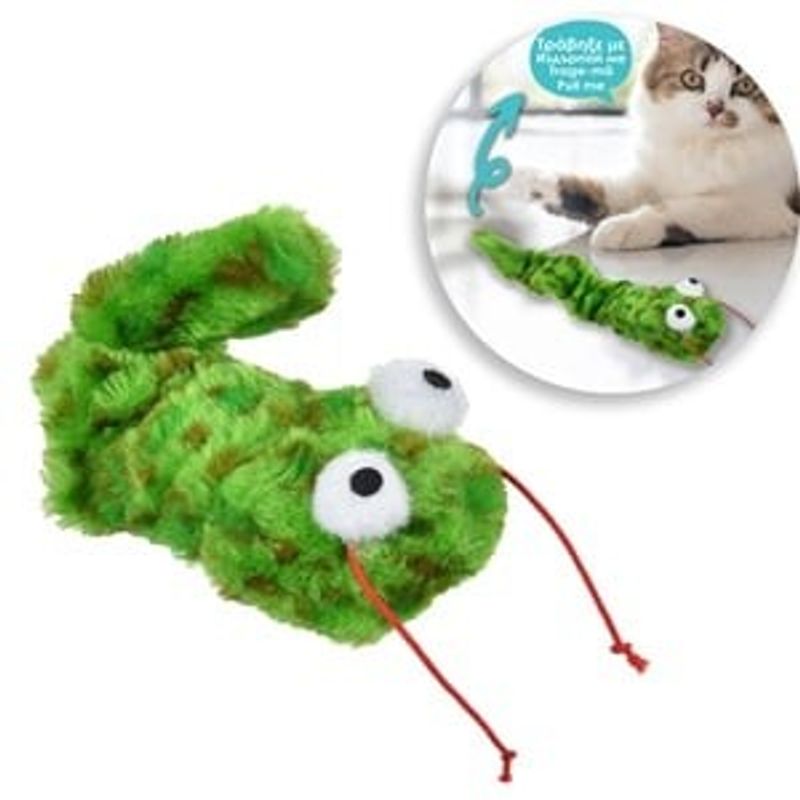 Jucarii, Copii si Bebe - Jucarii si jocuri - Jucarii de plus - Jucarie de plus pentru pisici, forma de sarpe, verde, 12 cm - Infinity.ro