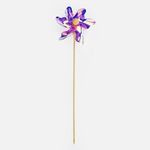 Casa si Gradina - Gradinarit si plante - Utilaje gradina - Fierastraie cu lant - Moara de vant decorativa, 27 cm, lila metalizat, cu 6 pale si bat din lemn - Infinity.ro