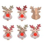 Casa si Gradina - Decoratiuni - Decoratiuni de sezon - Clestisori Decorativi de Lemn Craciun Cerb Nas Rosu Pompon Set 6 Bucati - Infinity.ro