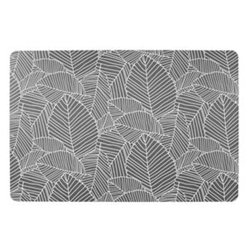 Casa si Gradina - Bucatarie si vesela - Vesela si tacamuri - Farfurii si boluri - Suport Farfurie Gri cu Model Liniar Frunze din Plastic 43.5x28.5cm - Infinity.ro