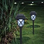 Casa si Gradina - Corpuri si surse de iluminat - Iluminat exterior - Lampi solare - Felinar solar cu LED, Negru, 34 cm - Infinity.ro
