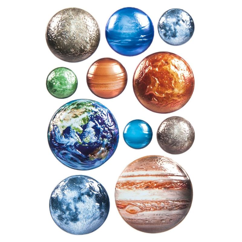 Casa si Gradina - Decoratiuni - Stickere decorative - Autocolante 3D Sistemul Solar, Set 11 buc, Multicolor - Infinity.ro