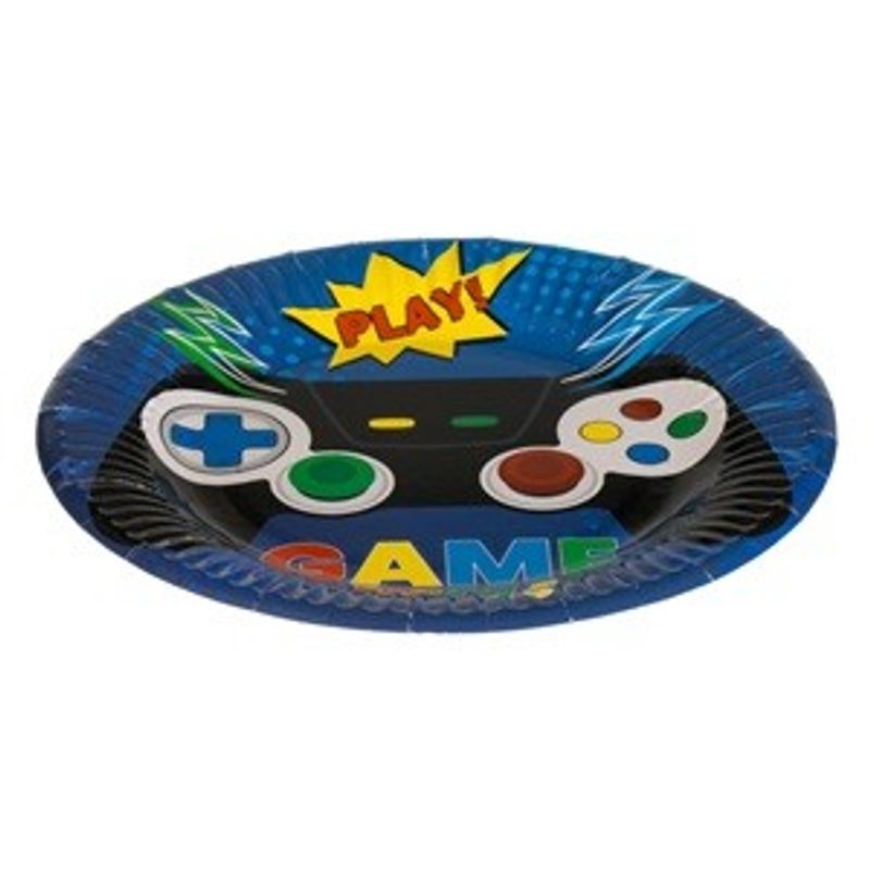 Ingrijire personala si Cosmetice - Dezinfectante - Manusi unica folosinta - Farfurii de Petrecere din Carton, 18cm, 6 buc, Albastru cu Model Control Gaming - Infinity.ro
