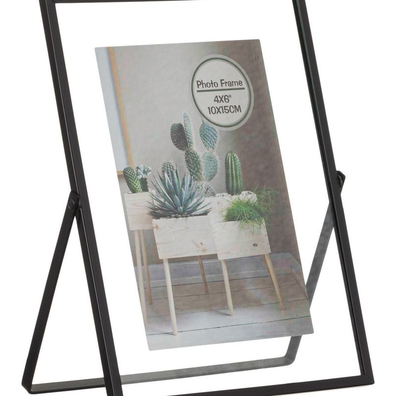 Casa si Gradina - Decoratiuni - Obiecte decorative - Accesorii decorative - Rama foto decorativa metalica transparenta cu suport, 10x15 cm, neagra - Infinity.ro