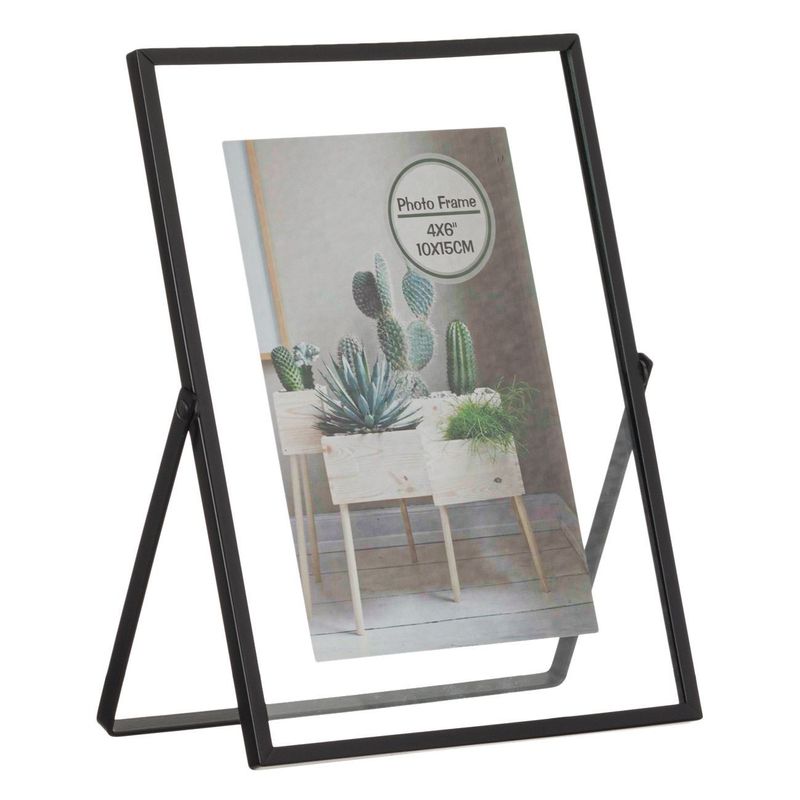 Casa si Gradina - Decoratiuni - Obiecte decorative - Accesorii decorative - Rama foto decorativa metalica transparenta cu suport, 10x15 cm, neagra - Infinity.ro