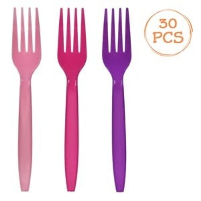 Casa si Gradina - Decoratiuni - Decoratiuni petrecere - Vesela pentru petrecere - Set de furculite reutilizabile pentru petreceri - Mov, Fucsia, Roz - Infinity.ro