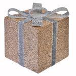 Casa si Gradina - Decoratiuni - Decoratiuni de sezon - Cadou Decorativ de Craciun din Spuma Bej Argintiu & Panglica 13x13x15cm - Infinity.ro