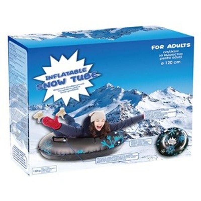 Sport si Outdoor - Sporturi de iarna - Sanius - Sanie gonflabila pentru adulti, 120 cm, neagra cu fulgi albastri - Infinity.ro