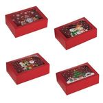 Casa si Gradina - Decoratiuni - Decoratiuni de sezon - Set Cutii Dulciuri de Craciun Rosii cu Model & Fereastra 22x15x7cm - 4buc - Infinity.ro