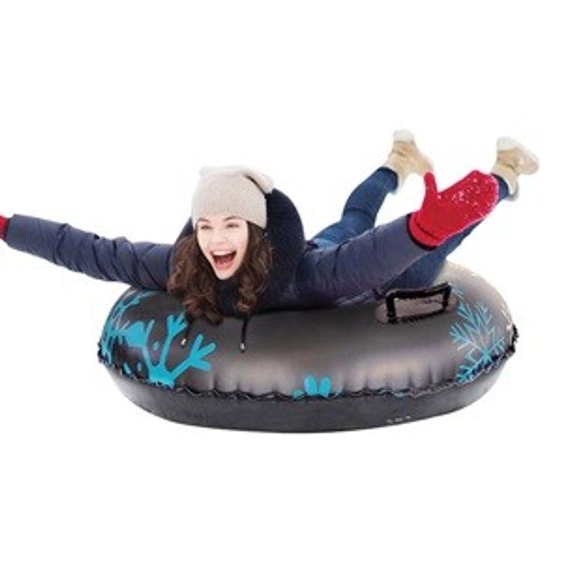 Sport si Outdoor - Sporturi de iarna - Sanius - Sanie gonflabila pentru adulti, 120 cm, neagra cu fulgi albastri - Infinity.ro