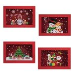 Casa si Gradina - Decoratiuni - Decoratiuni de sezon - Set Cutii Dulciuri de Craciun Rosii cu Model & Fereastra 22x15x7cm - 4buc - Infinity.ro