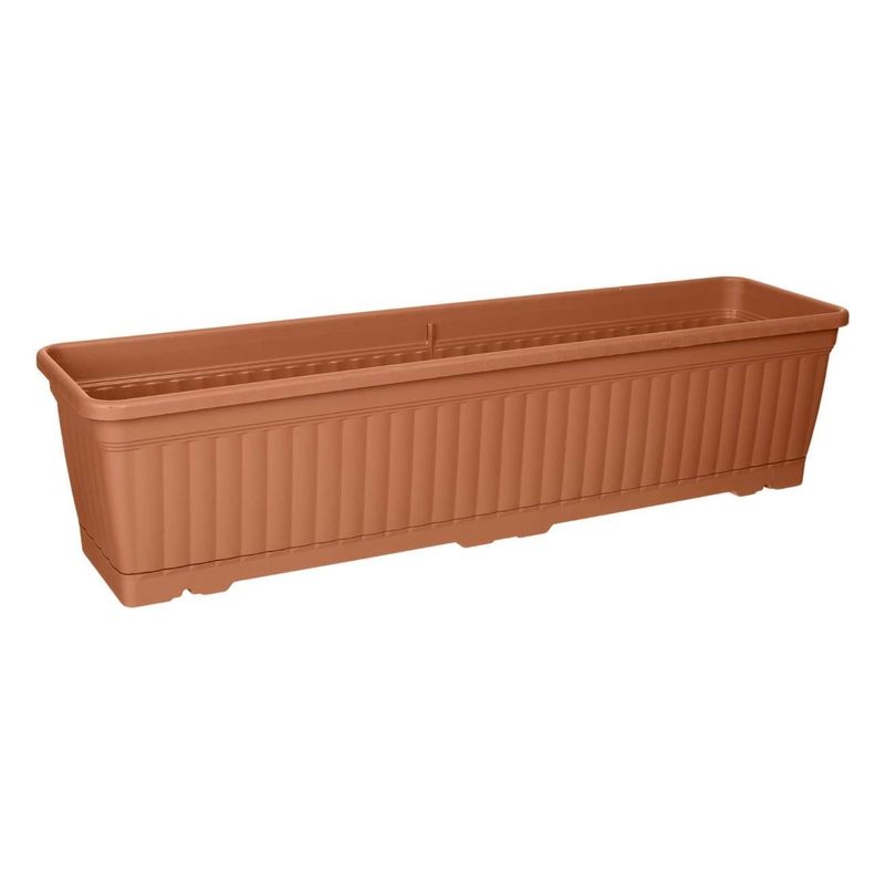 Casa si Gradina - Gradinarit si plante - Plante si ghivece - Accesorii ghivece si jardiniere - Jardiniera din plastic cu farfurie incorporata, Teracota, 71x18.5x17cm, 15L - Infinity.ro