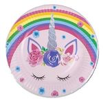 Casa si Gradina - Decoratiuni - Decoratiuni petrecere - Accesorii pentru petrecere - Farfurii de petrecere unicorn curcubeu cu detalii holografice 18cm - Infinity.ro
