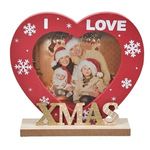 Casa si Gradina - Decoratiuni - Decoratiuni de sezon - Rama Foto din Lemn cu Inima Rosie de Craciun "I Love Xmas" 13x15cm - Infinity.ro