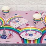 Casa si Gradina - Decoratiuni - Decoratiuni petrecere - Accesorii pentru petrecere - Farfurii de petrecere unicorn curcubeu cu detalii holografice 18cm - Infinity.ro