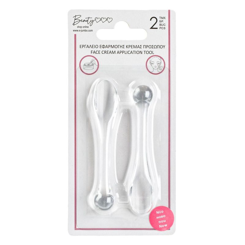 Ingrijire personala si Cosmetice - Machiaj - Aplicatoare si pensule machiaj - Set de 2 Aplicatoare Transparente pentru Crema si Masaj Facial, 8 cm - Infinity.ro