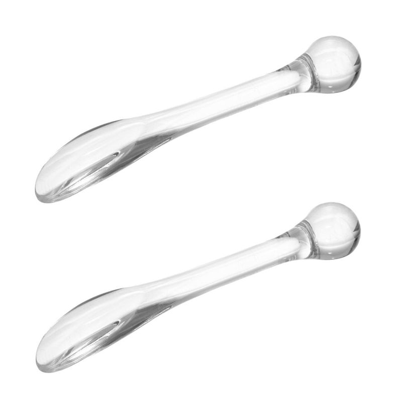 Ingrijire personala si Cosmetice - Machiaj - Aplicatoare si pensule machiaj - Set de 2 Aplicatoare Transparente pentru Crema si Masaj Facial, 8 cm - Infinity.ro