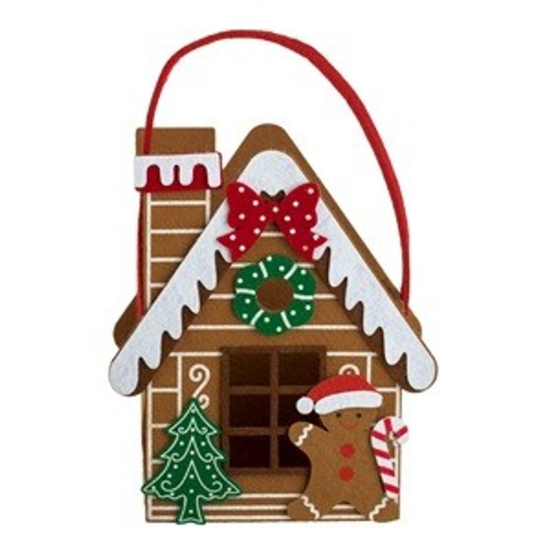 Casa si Gradina - Decoratiuni - Decoratiuni de sezon - Cosulet din Feltu de Craciun Casa de Turta Dulce 17x9x20cm - Infinity.ro