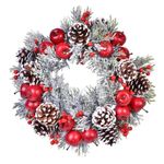 Casa si Gradina - Decoratiuni - Decoratiuni de sezon - Inel Decorativ de Craciun pentru Lumanare Zapada Conuri Mere Berries 34cm - Infinity.ro