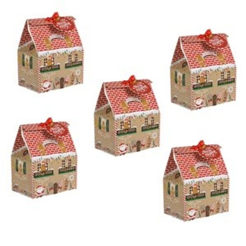 Casa si Gradina - Decoratiuni - Decoratiuni de sezon - Cutii Dulciuri din Hartie Casa de Turta Dulce 11.5x7.5x7.5cm - 5buc - Infinity.ro