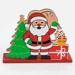 Casa si Gradina - Decoratiuni - Decoratiuni de sezon - Suport pentru Servetele de Craciun din Lemn Mos Craciun 12x5x9cm - Infinity.ro