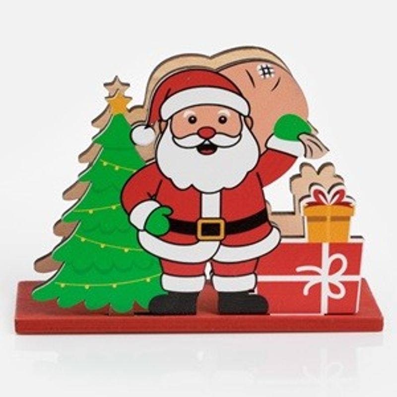 Casa si Gradina - Decoratiuni - Decoratiuni de sezon - Suport pentru Servetele de Craciun din Lemn Mos Craciun 12x5x9cm - Infinity.ro