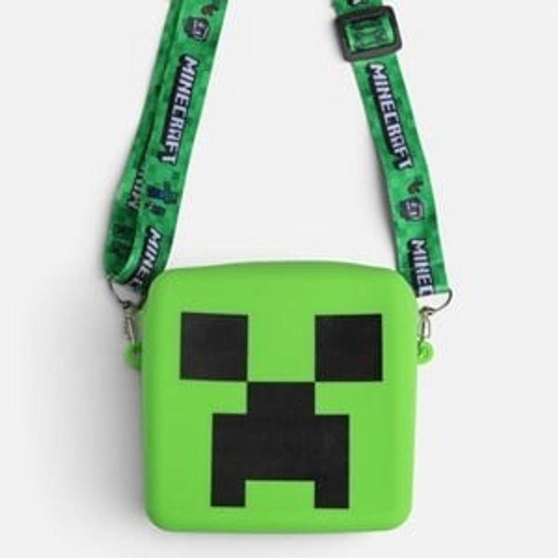 Fashion, accesorii si bijuterii - Copii - Accesorii copii - Genti si rucsacuri copii - Gentuta din silicon pentru copii, verde, cu model Minecraft, 11x11 cm - Infinity.ro