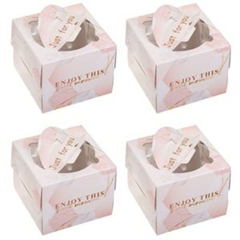Casa si Gradina - Bucatarie si vesela - Organizare si depozitare bucatarie - Cutii alimentare - Cutii din Hârtie pentru Dulciuri, Roz Marble, 15x15x12 cm, Set 4 buc - Infinity.ro