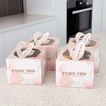 Casa si Gradina - Bucatarie si vesela - Organizare si depozitare bucatarie - Cutii alimentare - Cutii din Hârtie pentru Dulciuri, Roz Marble, 15x15x12 cm, Set 4 buc - Infinity.ro