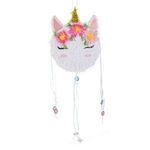 Casa si Gradina - Decoratiuni - Decoratiuni petrecere - Accesorii pentru petrecere - Pinata de Petrecere Cap de Unicorn, 35.5x8.5x50cm, Alba cu Flori Colorate - Infinity.ro