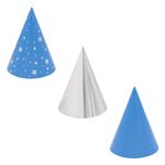 Casa si Gradina - Decoratiuni - Decoratiuni petrecere - Coifuri si suflatori - Coifuri de petrecere din folie, Albastru cu stele argintii, 6 buc, 16 cm - Infinity.ro