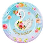 Casa si Gradina - Decoratiuni - Decoratiuni petrecere - Vesela pentru petrecere - Farfurii de carton cu model lebada, 23 cm, set 6 buc, albastre - Infinity.ro