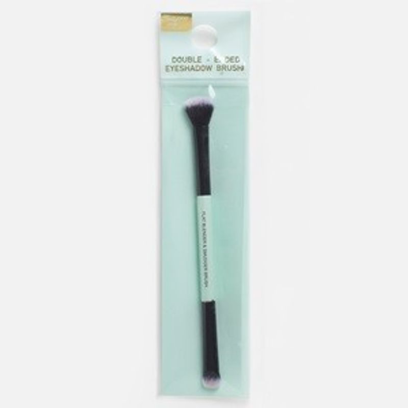Ingrijire personala si Cosmetice - Machiaj - Aplicatoare si pensule machiaj - Pensula dubla pentru fard de ochi, 17 cm, cu cap plat si cap fluffy - Infinity.ro