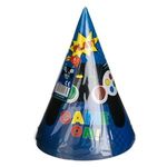 Casa si Gradina - Decoratiuni - Decoratiuni petrecere - Accesorii pentru petrecere - Coifuri de petrecere din carton, Albastre cu model Game On, 16cm, 6 buc - Infinity.ro