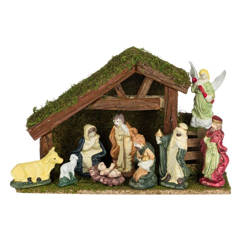 Casa si Gradina - Decoratiuni - Decoratiuni de sezon - Iesle de Craciun cu 9 Figurine, Multicolor, 28x9x18cm - Infinity.ro