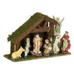 Casa si Gradina - Decoratiuni - Decoratiuni de sezon - Iesle de Craciun cu 9 Figurine, Multicolor, 28x9x18cm - Infinity.ro