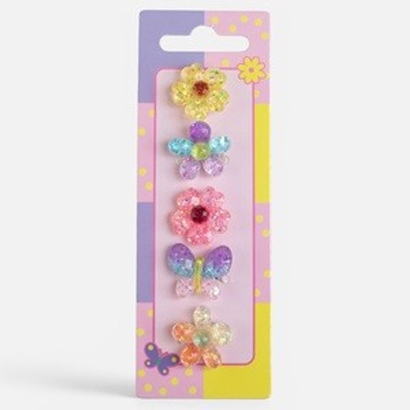 Fashion, accesorii si bijuterii - Copii - Accesorii copii - Bijuterii si ceasuri copii - Inele pentru copii cu strasuri, efect frosty, 5 buc, argintii, marime reglabila - Infinity.ro