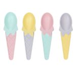 Casa si Gradina - Bucatarie si vesela - Ustensile bucatarie - Polonice, linguri si clesti de bucatarie - Linguri pentru inghetata din plastic, forma de cornet, culori pastel, 4 buc, 12x3cm - Infinity.ro