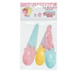 Casa si Gradina - Bucatarie si vesela - Ustensile bucatarie - Polonice, linguri si clesti de bucatarie - Linguri pentru inghetata din plastic, forma de cornet, culori pastel, 4 buc, 12x3cm - Infinity.ro