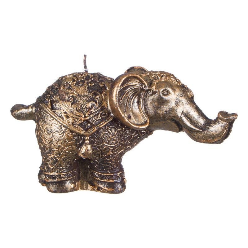 Casa si Gradina - Decoratiuni - Aromaterapie si lumanari - Lumanari si candele - Lumanare decorativa elefant 3D, aurie, 7.5x15cm - Infinity.ro