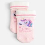 Fashion, accesorii si bijuterii - Copii - Lenjerie si pijamale copii - Sosete si dresuri copii - Sosete Unicorn Roz pentru Bebelusi 0-6 Luni - Infinity.ro