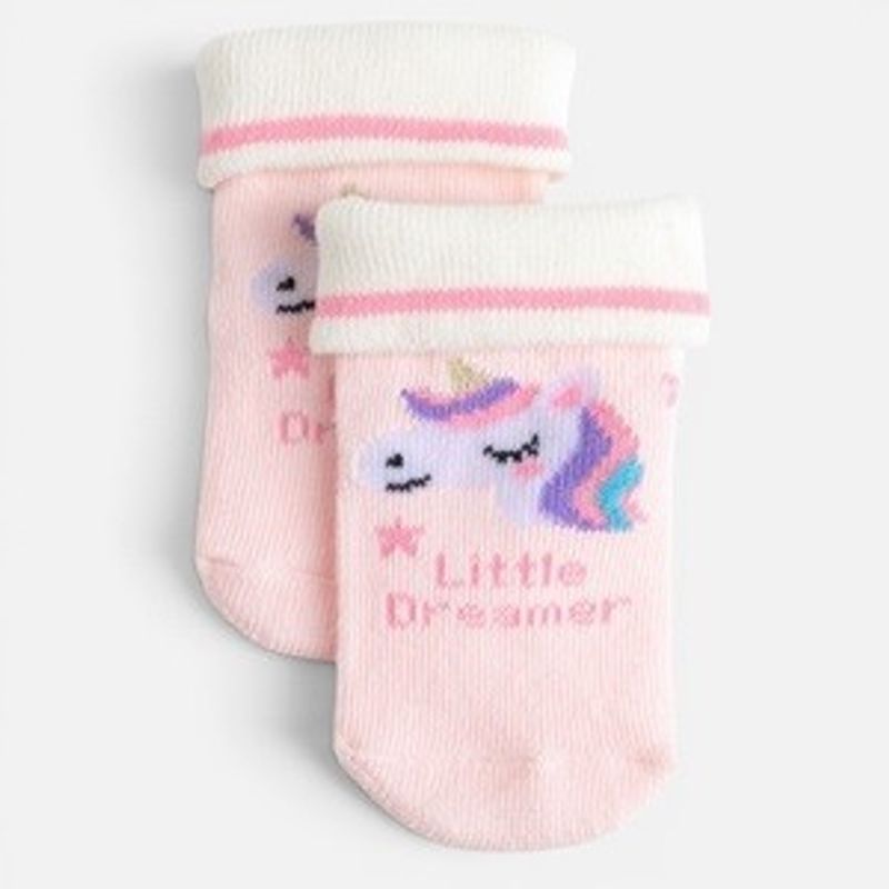Fashion, accesorii si bijuterii - Copii - Lenjerie si pijamale copii - Sosete si dresuri copii - Sosete Unicorn Roz pentru Bebelusi 0-6 Luni - Infinity.ro