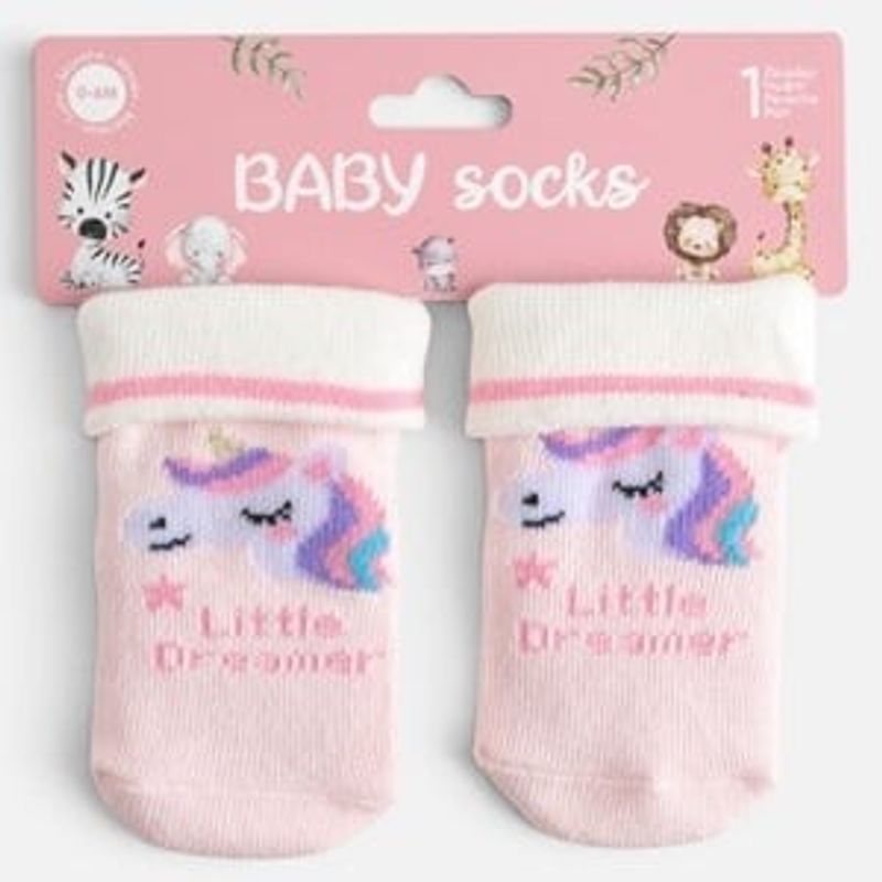 Fashion, accesorii si bijuterii - Copii - Lenjerie si pijamale copii - Sosete si dresuri copii - Sosete Unicorn Roz pentru Bebelusi 0-6 Luni - Infinity.ro