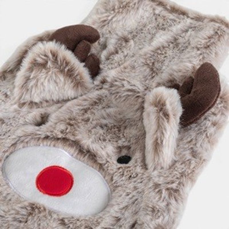 Casa si Gradina - Termice - Centrale termice si accesorii - Accesorii incalzire - Husa pentru Sticla cu Apa Calda, 2L, Bej, Blana Artificiala, Model Ren cu Coarne si Urechi 3D - Infinity.ro