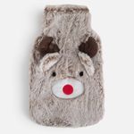 Casa si Gradina - Termice - Centrale termice si accesorii - Accesorii incalzire - Husa pentru Sticla cu Apa Calda, 2L, Bej, Blana Artificiala, Model Ren cu Coarne si Urechi 3D - Infinity.ro