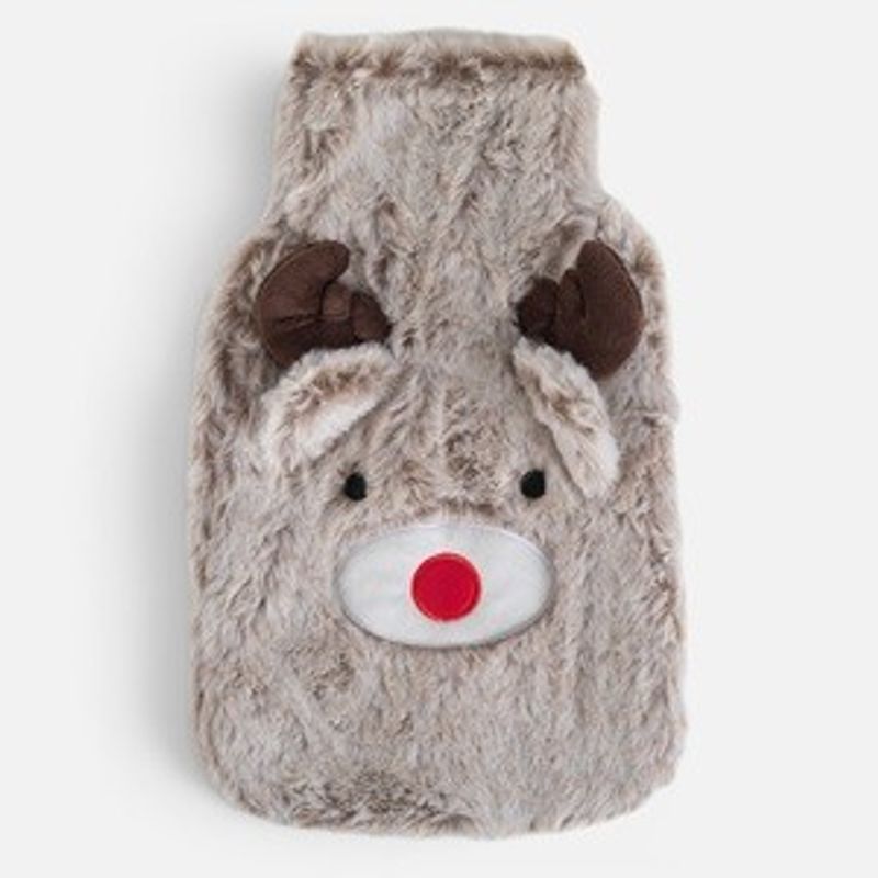 Casa si Gradina - Termice - Centrale termice si accesorii - Accesorii incalzire - Husa pentru Sticla cu Apa Calda, 2L, Bej, Blana Artificiala, Model Ren cu Coarne si Urechi 3D - Infinity.ro