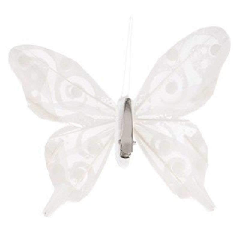 Casa si Gradina - Textile si covoare - Perdele si draperii - Accesorii perdele si draperii - Fluture Decorativ Alb cu Margele pentru Perdele 11cm - Infinity.ro