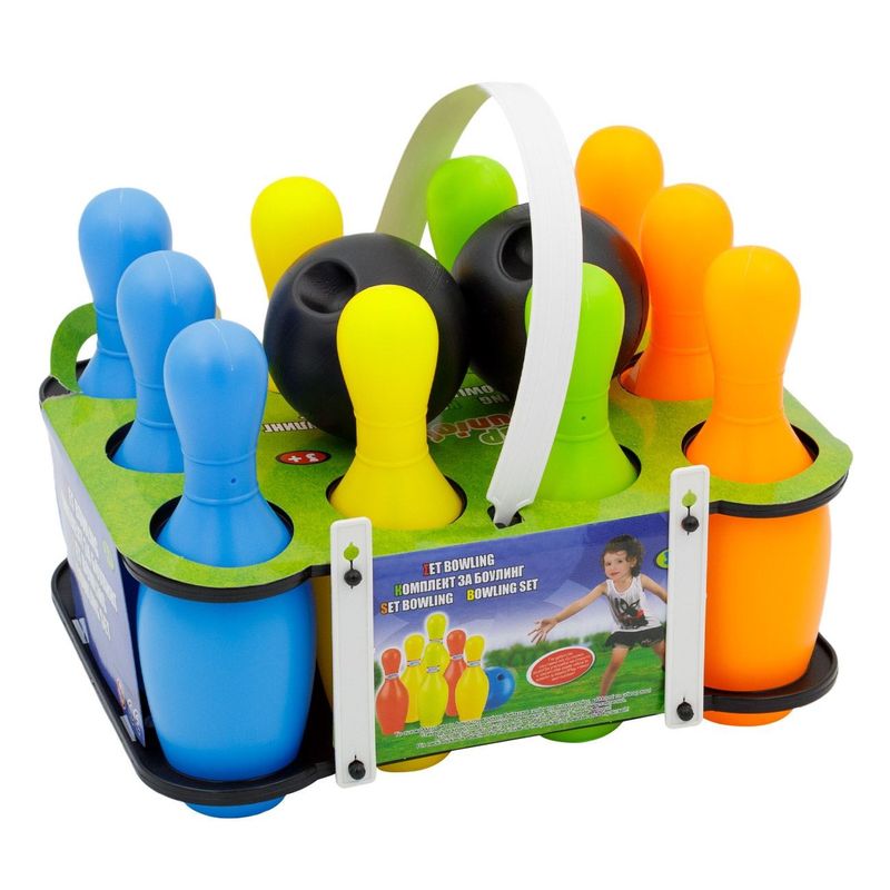 Sport si Outdoor - Alte sporturi - Bowling - Set de Bowling pentru Copii, 10 Popice Colorate si 2 Mingi, Plastic Rezistent - Infinity.ro