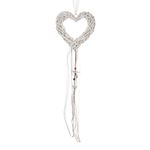 Casa si Gradina - Decoratiuni - Obiecte decorative - Accesorii decorative - Inima decorativa din lemn cu panglici, dantela si flori, 20x20x5 cm, Alba - Infinity.ro